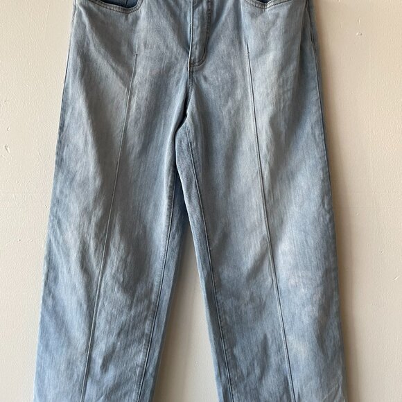 FDJ French Dressing Olivia Pintuck Wide Ankle Jeans PALE WASH Size 10 - Picture 2 of 8